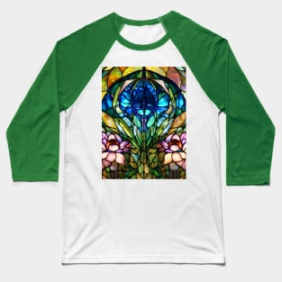 Stained Glass Lotus Flowers Baseball T-Shirt